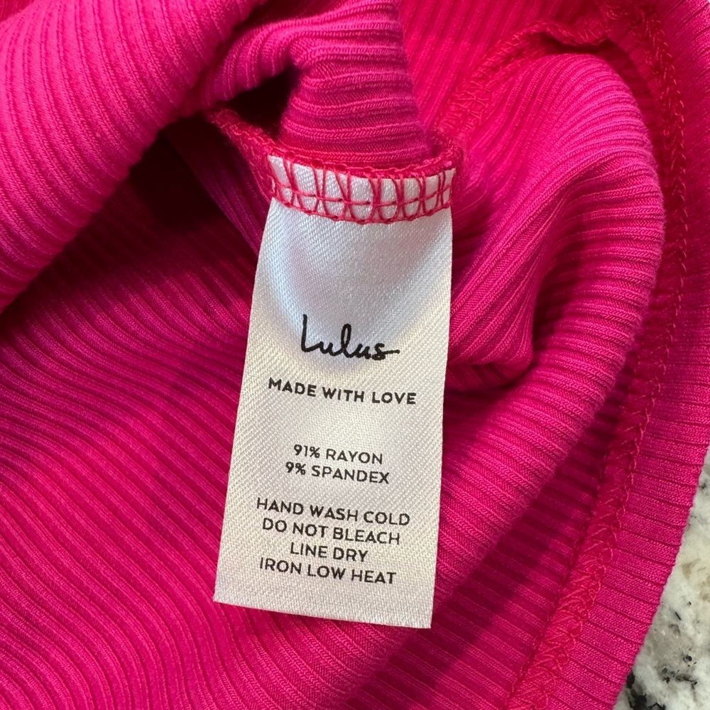 Lulus Hot Pink Ribbed Top XL NWT | Bustier Style Long Sleeve - Picture 6 of 9